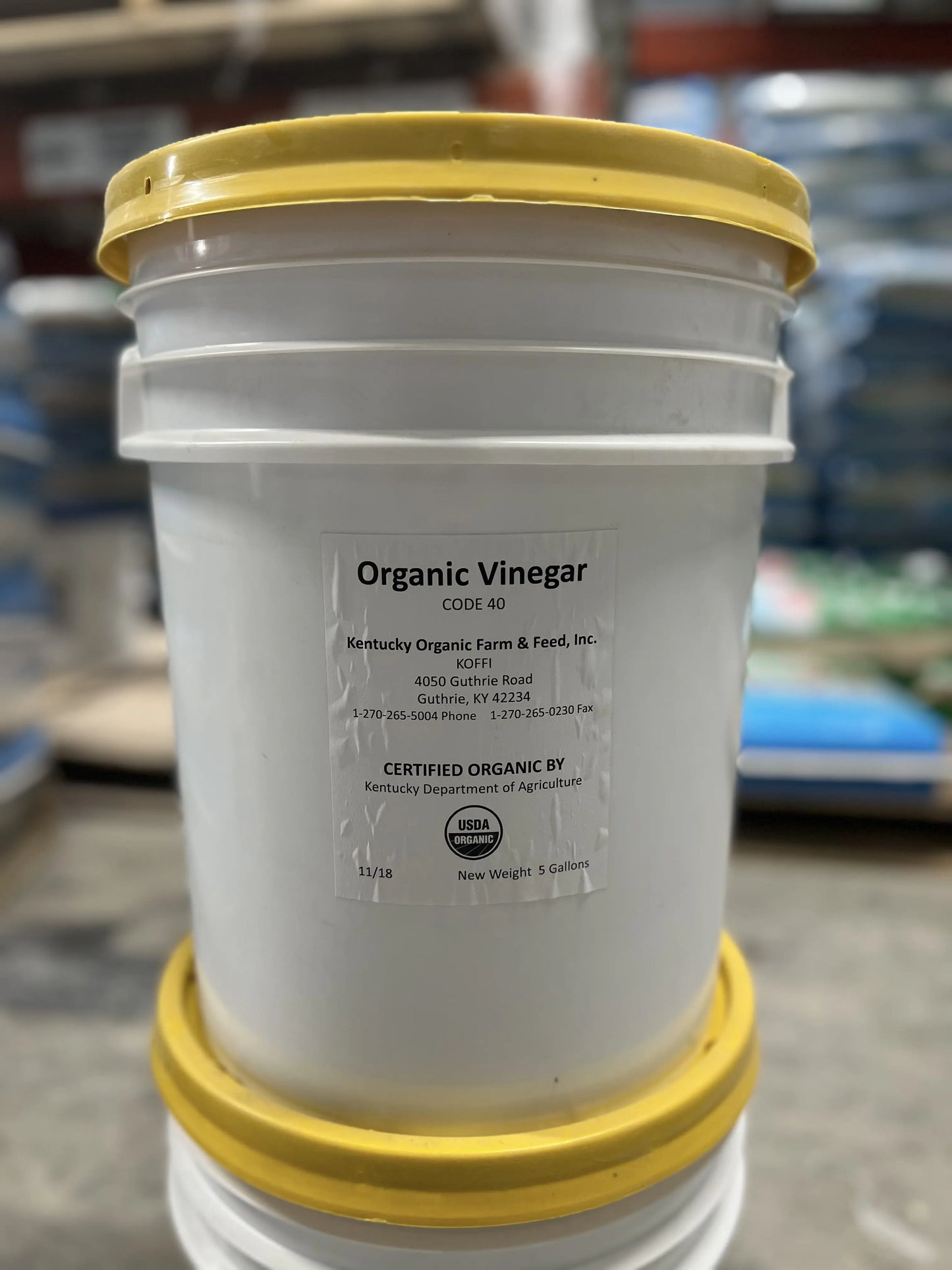 Organic Vinegar (5 Gallons) (Code 40)